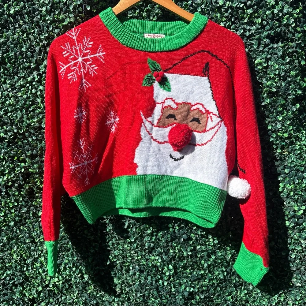 Holiday Christmas Sweater Festive Red Santa Sweater